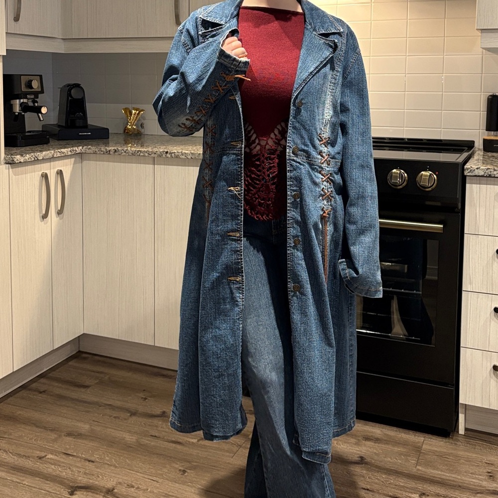 Vintage Denim Trench Coat